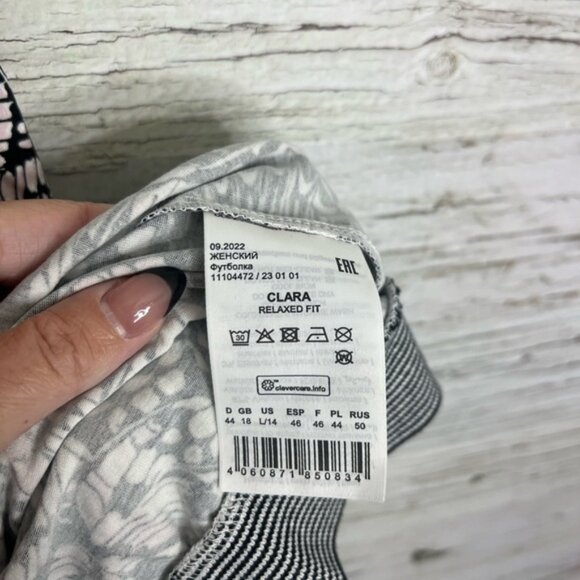 Olsen Clara relaxed fit Black and White 3/4 Sleeve top size large - Picture 7 of 9